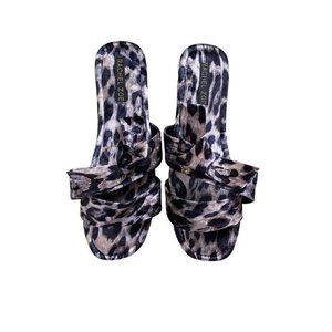 Rachel Zoe Women's Animal‎ Print Slipper Sandal With a bow Sz 10